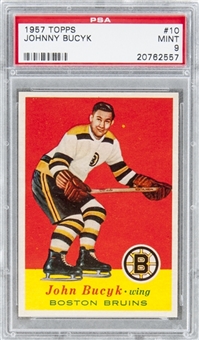 1957 Topps #10 Johnny Bucyk Rookie Card – PSA MINT 9